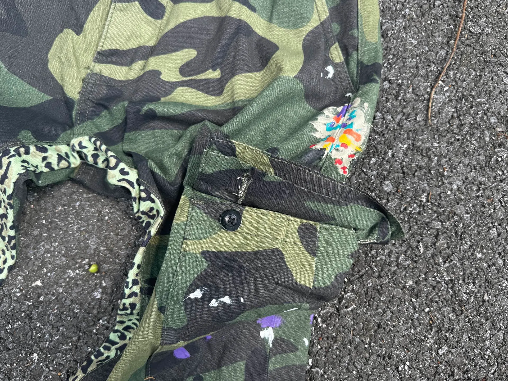 P250💰GA1 top version GALLERY DEPT. Camouflage splicing jeans micro-flared overalls Size: 28 30 32 34 36 (corresponding to S M L XL XXL)